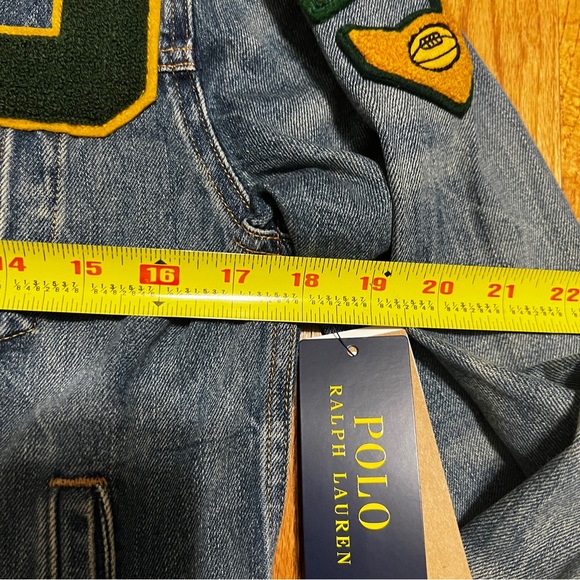 Polo Ralph Lauren Varsity Tigers Football Letterman Patch Denim Jacket Men's Sm - Picture 6 of 13